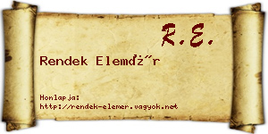 Rendek Elemér névjegykártya