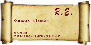 Rendek Elemér névjegykártya